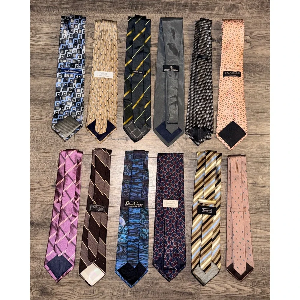 12pc Mens Assorted Business‎ Neckties Pre Worn Collection Lot Various Materials